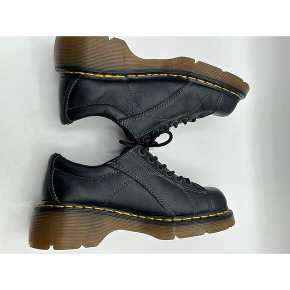 RARE DAISY Dr. Martens Chunky Platform Black Leather 12283 Oxford Boot WMS Sz 7 - Picture 3 of 12